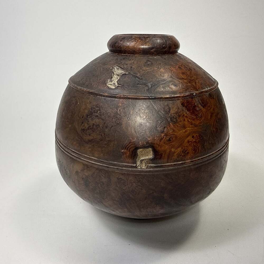 Vtg Hand Turned Wood Burl Vessel Vase Raw Edge Artisan Signed Red Cedar C3 - Picture 10 of 14